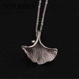 925 Sterling Silver Gingko Leaf Pendant Necklace Birthday Gift