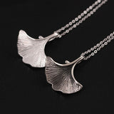 925 Sterling Silver Gingko Leaf Pendant Necklace Birthday Gift