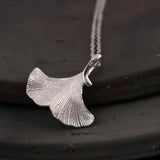 925 Sterling Silver Gingko Leaf Pendant Necklace Birthday Gift