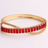 Rainbow Christmas Cross Bangle for Women Charm Jewelry