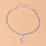 Arrival Silver Star Moon Crystals Anklet for Women Party Gift