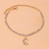 Arrival Silver Star Moon Crystals Anklet for Women Party Gift