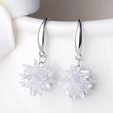 925 Silver Needle Ladies Drop Earrings Ice Flower Design