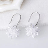 925 Silver Needle Ladies Drop Earrings Ice Flower Design