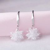 925 Silver Needle Ladies Drop Earrings Ice Flower Design