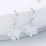 925 Silver Needle Ladies Drop Earrings Ice Flower Design