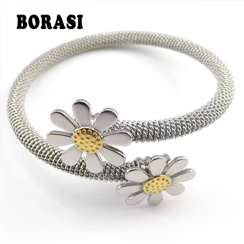 Arrival Stainless Steel Elastic Flower Bracelets For Women
