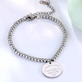 Stainless Steel Love Charm Bead Bracelet for Women