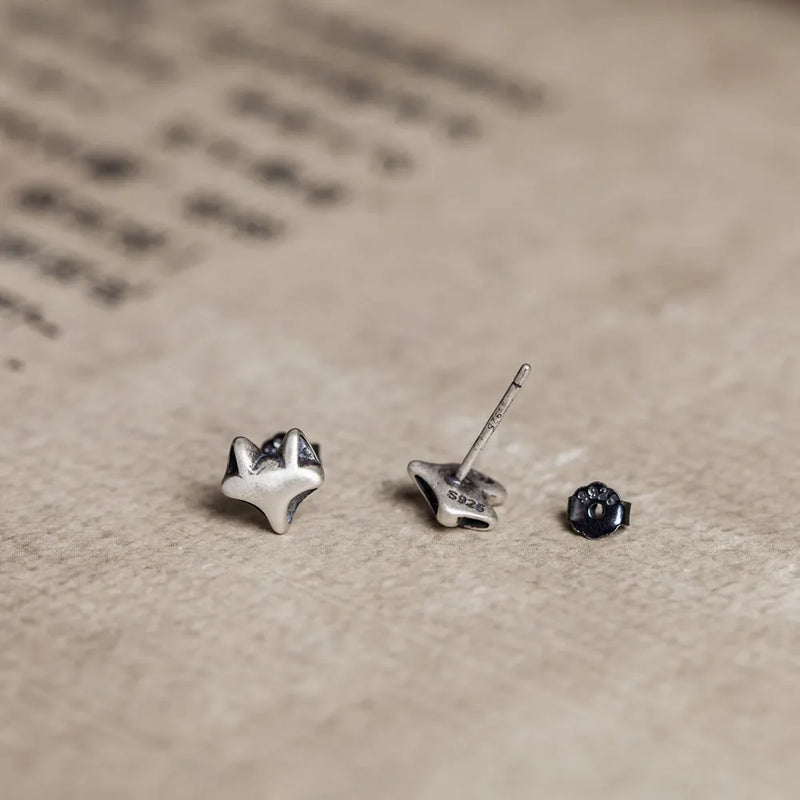 925 Sterling Silver Fox Stud Earrings Cute Animal Jewelry