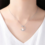 925 Silver Moon & Pearl Necklace for Women