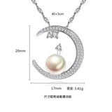 925 Silver Moon & Pearl Necklace for Women
