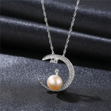 925 Silver Moon & Pearl Necklace for Women