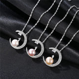 925 Silver Moon & Pearl Necklace for Women