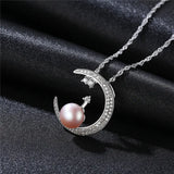 925 Silver Moon & Pearl Necklace for Women
