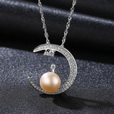 925 Silver Moon & Pearl Necklace for Women