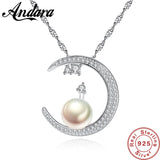 925 Silver Moon & Pearl Necklace for Women