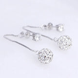 Shambhala Crystal Silver Needle Long Tassel Earrings
