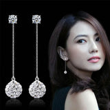 Shambhala Crystal Silver Needle Long Tassel Earrings