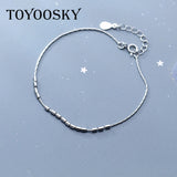 925 Sterling Silver Small Ball Beads Bracelet Chain for Women