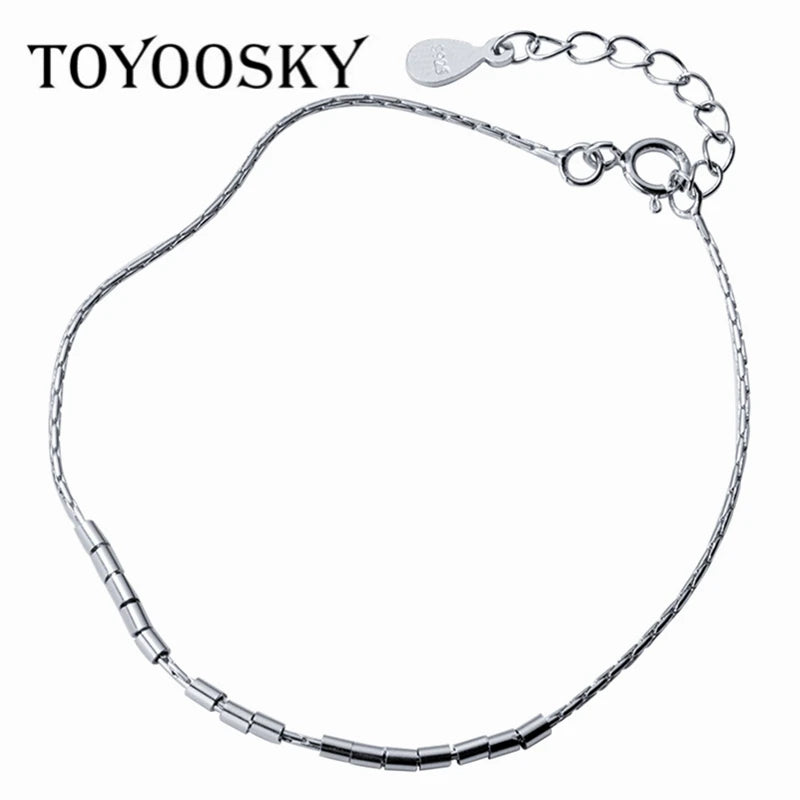 925 Sterling Silver Small Ball Beads Bracelet Chain for Women