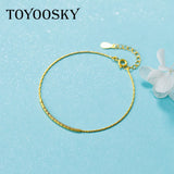 925 Sterling Silver Small Ball Beads Bracelet Chain for Women