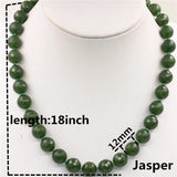 12mm Faceted Army Green Beads Necklace Natural Stone 18inch