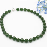 12mm Faceted Army Green Beads Necklace Natural Stone 18inch