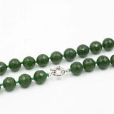 12mm Faceted Army Green Beads Necklace Natural Stone 18inch