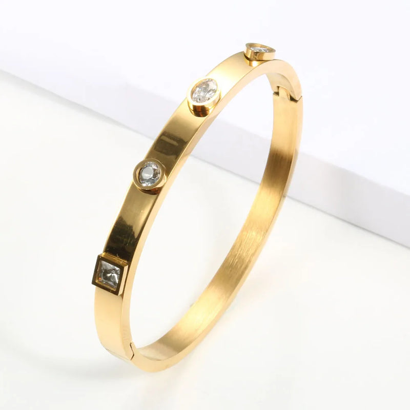 Arrival Women CZ Crystal Bangle Plating Cuff Bracelet Jewelry