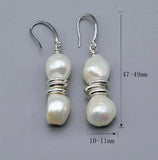 Baroque Pearl Dangle Earrings Natural Freshwater Silver Ring Accessory
