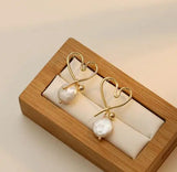 Heart Coin Pearl Earrings Real Freshwater Pearls Silver Fine Jewelry