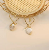 Heart Coin Pearl Earrings Real Freshwater Pearls Silver Fine Jewelry
