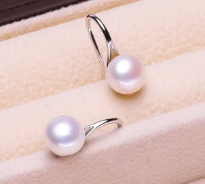 Arrival 9mm Natural Pearl Earrings S925 Sterling Silver Pink Lavender Lady Gift