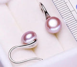Arrival 9mm Natural Pearl Earrings S925 Sterling Silver Pink Lavender Lady Gift