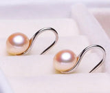Arrival 9mm Natural Pearl Earrings S925 Sterling Silver Pink Lavender Lady Gift