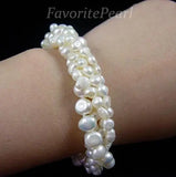 Freshwater Pearl Bracelet 4 Strand 7.5in Women Jewelry