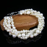 Freshwater Pearl Bracelet 4 Strand 7.5in Women Jewelry