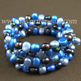 Arrival Pearl Bracelet Triple Row 7-8mm Mixed Natural Freshwater Pearl Bangle