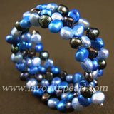 Arrival Pearl Bracelet Triple Row 7-8mm Mixed Natural Freshwater Pearl Bangle