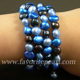 Arrival Pearl Bracelet Triple Row 7-8mm Mixed Natural Freshwater Pearl Bangle