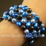 Arrival Pearl Bracelet Triple Row 7-8mm Mixed Natural Freshwater Pearl Bangle