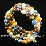 Arrival Favorite Pearl Bracelet 7-8mm Mixes Natural Freshwater Triple Row