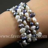 Triple Row Gray Freshwater Pearl Bracelet 7-8mm
