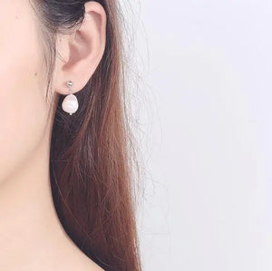 Baroque 9mm Freshwater Pearl Earrings S925 Silver Dangles