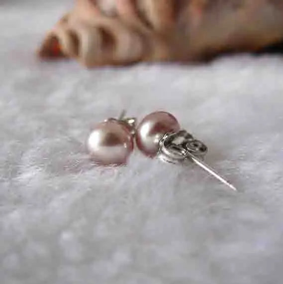 Lavender Freshwater Pearl Earrings S925 Sterling Silver Studs