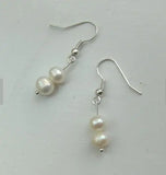 Arrival Freshwater Pearl Earrings 7mm Round S925 Silver Dangle Earring
