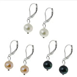 Pink Freshwater Pearl Earrings 9mm Silver Lever Back Dangle