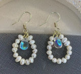 Crystal Freshwater Pearl Silver Dangle Earrings