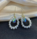 Crystal Freshwater Pearl Silver Dangle Earrings