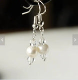 Pearl Earrings Multicolor Rice Freshwater Keshi Shell Silver Dangle